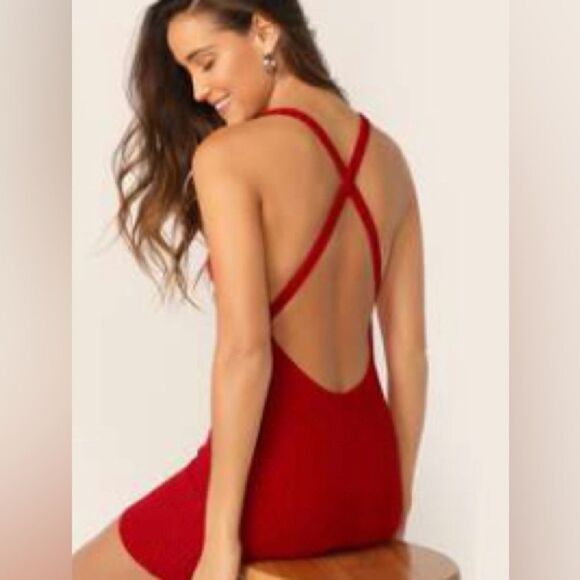 47. Red Shein Dress Long Dress Small - Picture 1 of 5